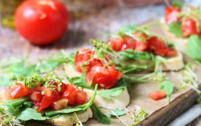 Bruschetta paradicsommal és rukkolával