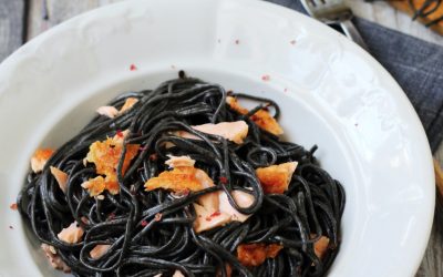 Fekete spagetti lazaccal és citrommártással