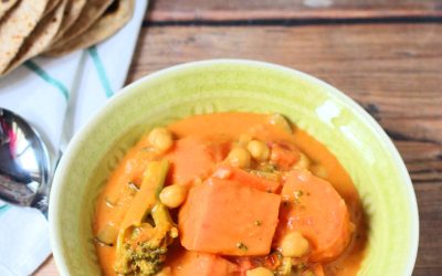 Édesburgonya curry chapatival